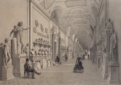 Museos Vaticanos, Galería Chiaramonti y la entrada de la Galería Braccio Nuovo, Roma, ilustración del álbum 